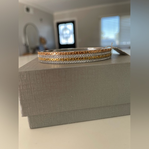 NWT | Michael Kors | Precious Metal-Plated Sterling Silver Pavé Logo Bangle - Picture 7 of 9